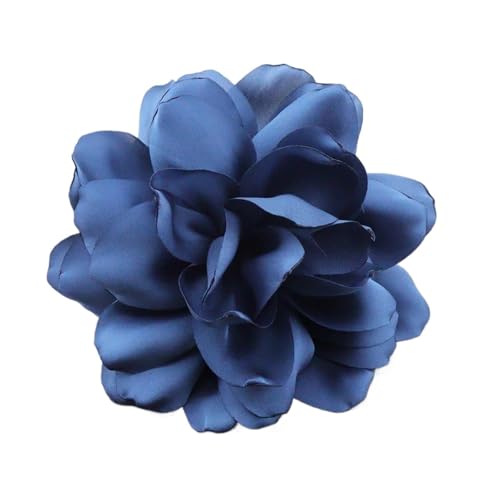 Brosche Damen 12 cm Satin Kamelienblume Nischenbrosche Anstecknadel for Damen Kleidung Accessoires Pins(Blue) von OPIGJUFD