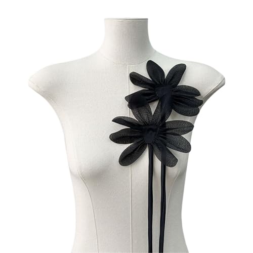 Brosche Damen 2 Stücke Tuch Stoff Kragen Blume Brosche for Frauen Pins Spitze Corsage Anstecknadeln Handgemachten Schmuck Hochzeit Party(Black) von OPIGJUFD