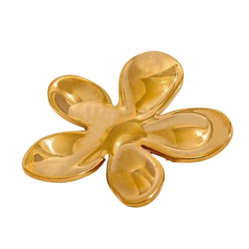 Brosche Damen Edelstahl Blume Metall Broschen Gold Silber Farbe Wasserdichte Schmuck for Frauen(Gold) von OPIGJUFD