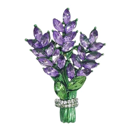 Brosche Damen Frauen Brosche Romantische Kristall Lavendel Blume Anstecknadeln Zubehör Schmuck(Purple) von OPIGJUFD