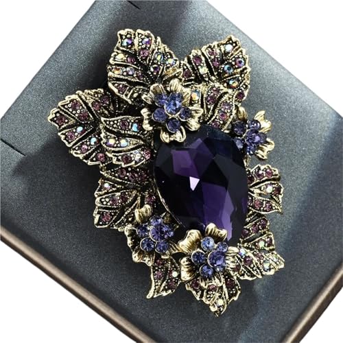 Brosche Damen Große lila Kristall-Blumen-Brosche for Damen-Anzüge von OPIGJUFD