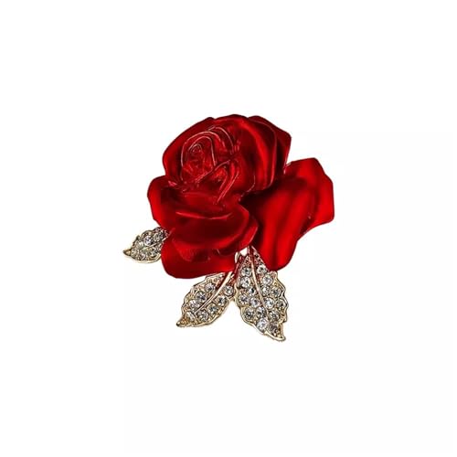 Brosche Damen Temperament Rote Rose Brosche Anzug Zubehör Pins Kleidung Broschen for Frauen von OPIGJUFD