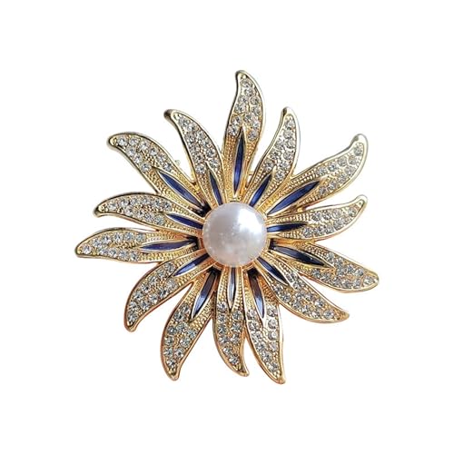 Brosche Damen Vintage Strass Blume Perle Kristall Schal Ring Brosche Pins Clip Frauen Schnalle Party von OPIGJUFD