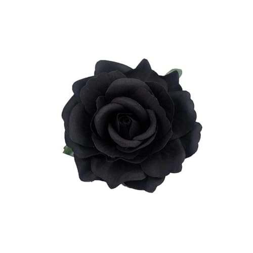 Haarspange Mit Rosenblume 2 stücke DIY Kopfschmuck Haar for Braut Hochzeit Beflockung Tuch Rote Rose Blume Haarnadel Haar Clip(A-black) von OPIGJUFD