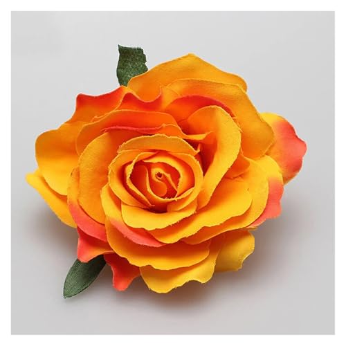 Haarspange Mit Rosenblume 2 stücke DIY Kopfschmuck Haar for Braut Hochzeit Beflockung Tuch Rote Rose Blume Haarnadel Haar Clip(A-orange) von OPIGJUFD