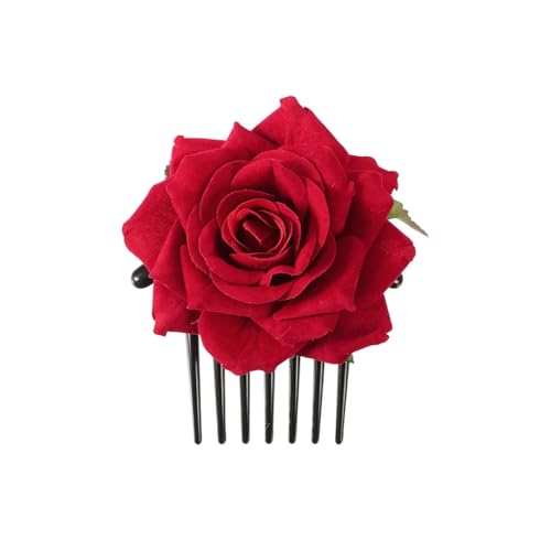 Haarspange Mit Rosenblume 2 stücke Doppel Flanell Rose Haar Clips for Frauen Mädchen Haar Band Gabel Kamm Haarnadel Blume(Color1) von OPIGJUFD