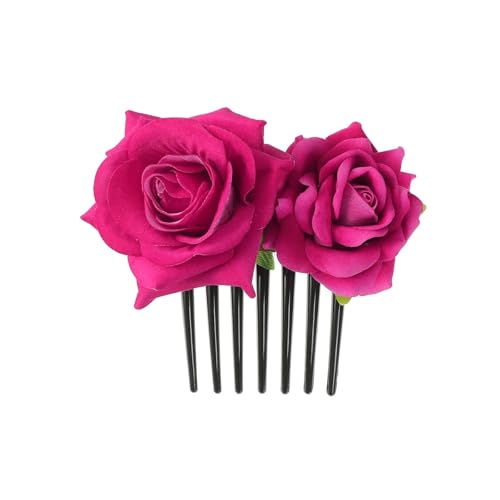 Haarspange Mit Rosenblume 2 stücke Doppel Flanell Rose Haar Clips for Frauen Mädchen Haar Band Gabel Kamm Haarnadel Blume(Color5) von OPIGJUFD