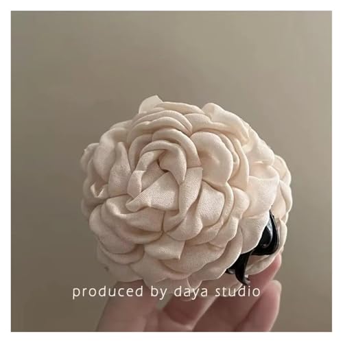 Haarspange Mit Rosenblume 2 stücke Stoff Riesige Rose Blume Haar Clip Haar Klaue Übertreiben Elegante Haarspange Kopfbedeckung Haar Klemmen(White-8cm) von OPIGJUFD