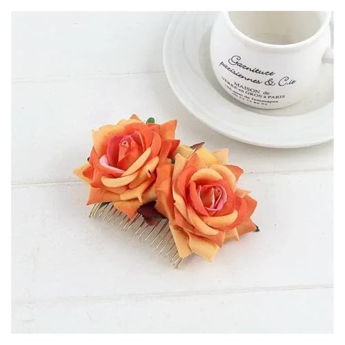 Haarspange Mit Rosenblume 3 STÜCKE Romantische Phantasie Doppel Seide Künstliche Rose Blume Haar Kamm Lila Rot Haar Clip(OG) von OPIGJUFD