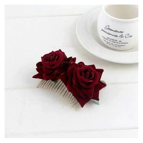 Haarspange Mit Rosenblume 3 STÜCKE Romantische Phantasie Doppel Seide Künstliche Rose Blume Haar Kamm Lila Rot Haar Clip(WRD) von OPIGJUFD