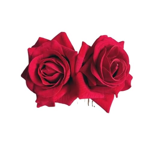 Haarspange Mit Rosenblume 3 stücke Große Burgunder Rot Blume Haar Clip for Hochzeit Party Kopfbedeckungen Brautjungfer Braut Haar(Color 1) von OPIGJUFD