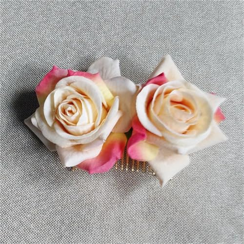 Haarspange Mit Rosenblume 3 stücke Große Burgunder Rot Blume Haar Clip for Hochzeit Party Kopfbedeckungen Brautjungfer Braut Haar(Color 3) von OPIGJUFD