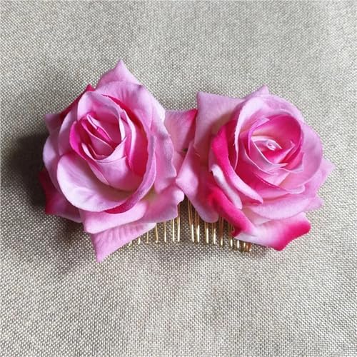 Haarspange Mit Rosenblume 3 stücke Große Burgunder Rot Blume Haar Clip for Hochzeit Party Kopfbedeckungen Brautjungfer Braut Haar(Color 5) von OPIGJUFD