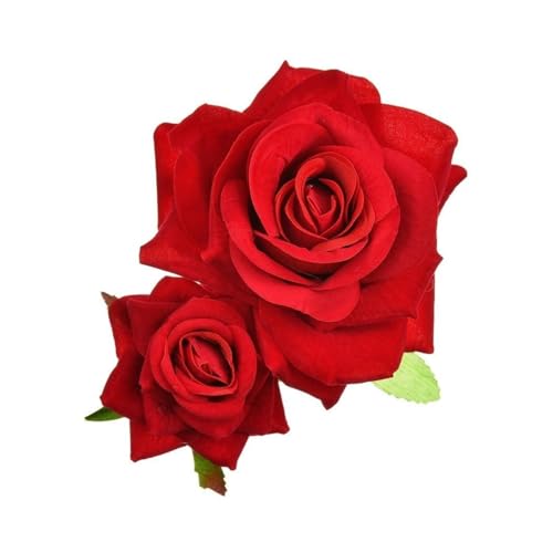 Haarspange Mit Rosenblume 3PCS Braut Rose Blume Haarnadel Brosche Hochzeit Brautjungfer Party Zubehör Haar Clip(Red) von OPIGJUFD