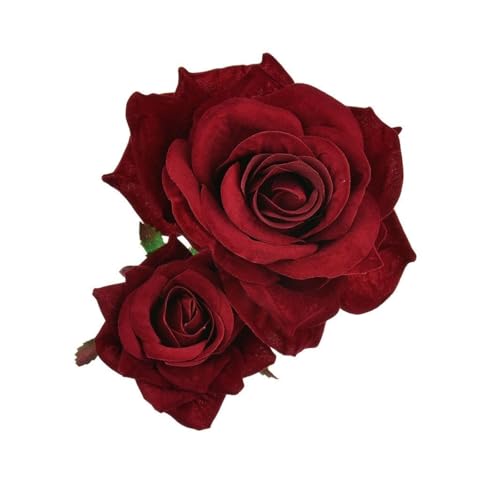 Haarspange Mit Rosenblume 3PCS Braut Rose Blume Haarnadel Brosche Hochzeit Brautjungfer Party Zubehör Haar Clip(Wine red) von OPIGJUFD