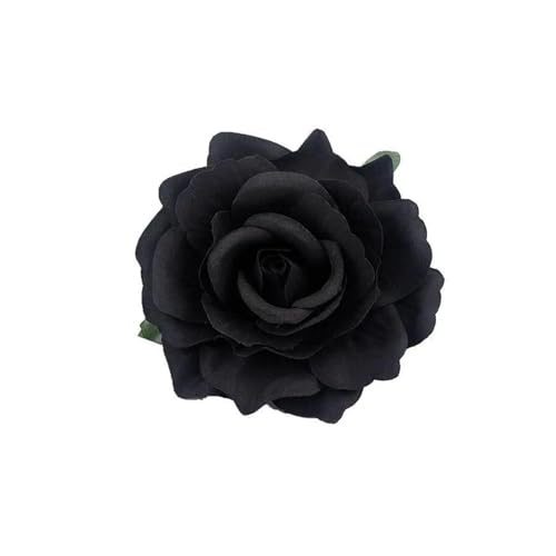 Haarspange Mit Rosenblume 5 stücke Blumen for Haar DIY Kopfschmuck for Braut Beflockung Tuch Rote Rose Blume Haarnadel Haar Clip(A-black) von OPIGJUFD