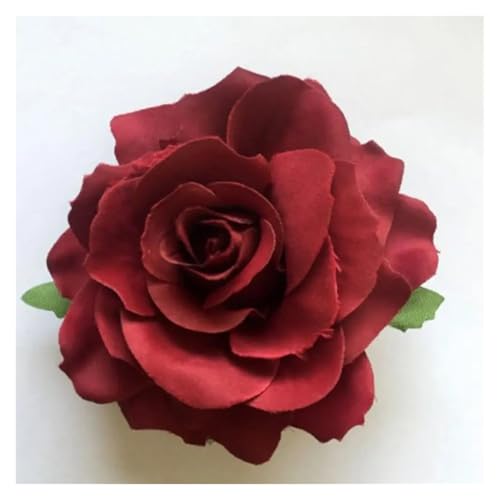 Haarspange Mit Rosenblume 5 stücke Blumen for Haar DIY Kopfschmuck for Braut Beflockung Tuch Rote Rose Blume Haarnadel Haar Clip(A-dark red) von OPIGJUFD