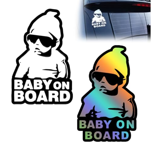 2 Stück Baby on Board Aufkleber Autoaufkleber Auto Sticker Baby an Bord Aufkleber Baby im Auto Aufkleber Schild Baby Safety Shield Aufkleber UV-Wetterfest Wasserfes Baby in Car von OPIURVY