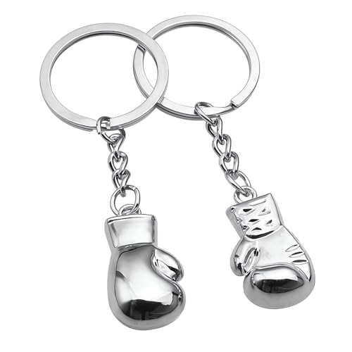 2 Stück Boxhandschuh Schlüsselanhänger in der Farbe Silber/Boxen Boxer Handschuh Geschenk Geschenkidee/Anhänger Schlüsselanhänger Edelstahl Boxhandschuhe Anhänger,das ideale Geschenk & Andenken von OPIURVY