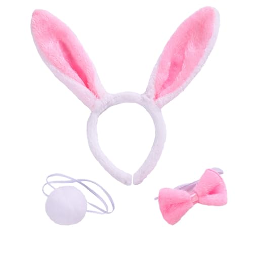 3 Stk Hase Cosplay Kostüm Zubehör Kaninchen Hasenohren Stirnband Plüsch Ostern Kaninchen Hasenohren Stirnband Kaninchenschwanz Kan,Hasenohren Haarreif Set, Hasen Ohren Haarreifen Plüsch Hasenohren von OPIURVY