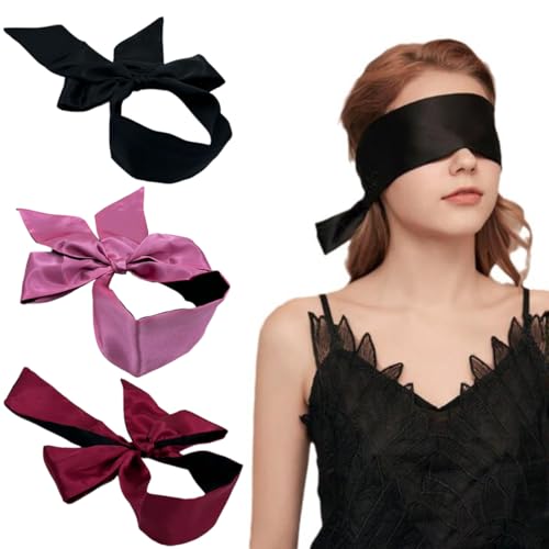 3 Stück Augenbinde, Satin Augenbinde, Weiche Schlafmaske Verstellbare Augenabdeckung Reise-Augenmaske Satin Augenmaske für Frauen, Männer, Erwachsene, Paare, augenbinde von OPIURVY