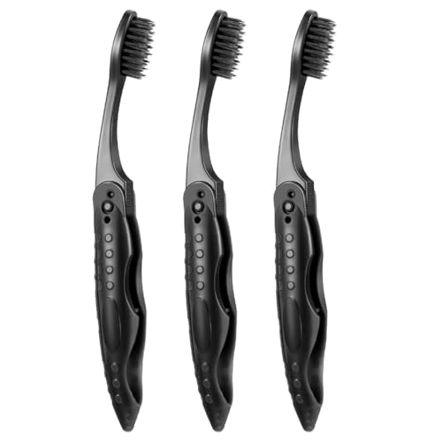 3 Stück Reise Zahnbürste, Klappbare Reisezahnbürste Faltbare Zahnbürste Tragbare Weiche Zahnbürste für Erwachsene Kinder,Faltbare Reise Zahnbürste für Reisen und Camping Tragbare Kohle Zahnbürste von OPIURVY