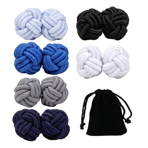6 Paar manschettenknöpfe herren, Herren/Damen Seide Stoff Knoten Seidenknoten Manschettenknöpfe für Hemd/Kleid, manschettenknöpfe MEHRWEG (C) von OPIURVY