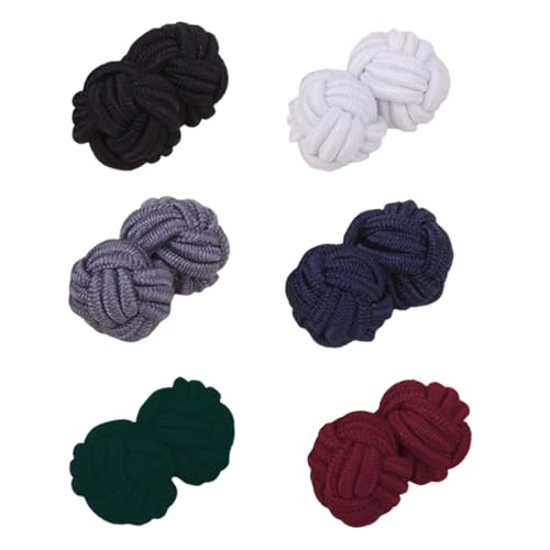 6 Paar manschettenknöpfe herren, manschettenknöpfe, Herren/Damen Seide Stoff Knoten Seidenknoten Manschettenknöpfe für Hemd/Kleid, MEHRWEG von OPIURVY