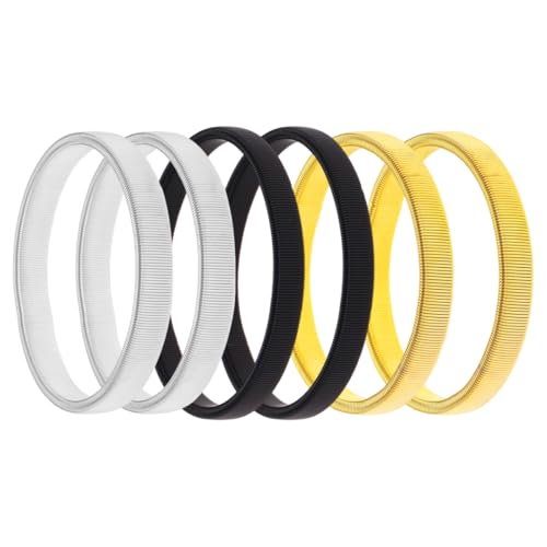 Ärmelhalter, 3 Paar Anti Rutsch Hülsenhalter Strumpfbänder Stretch Metallarmbänder, Metall Elastisch Bracelet Sleeve Holders Bracelet Sleeve Holders Armband (Silber Gold Schwarz) von OPIURVY