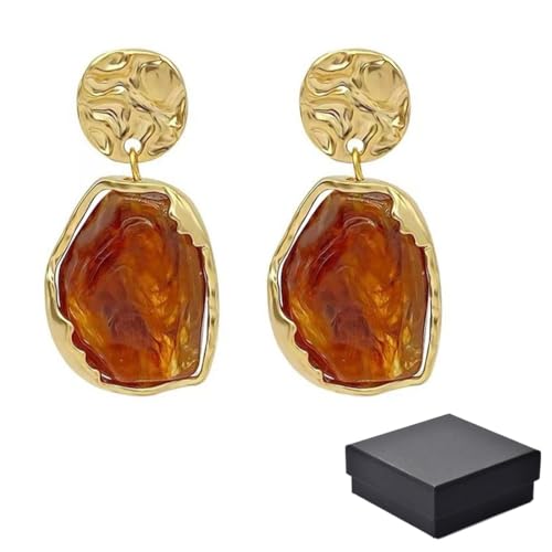 Flüssigmetall-Falten-Ohrringe mit schwarzem Geschenkbox - Goldene Ohrringe Damen - Statement Ohrringe im Trenddesign - Ohrringe Gold Stecker Elegant und Vielseitig, Perfektes Geschenk für Jeden Anlass von OPIURVY