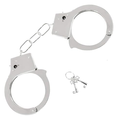 Handschellen für Kinder, mit 2 Schlüssel,Polizei Handschellen aus Edelstahl,zum Räuber und Gendarm Spielen,Handschelle Polizei Spielzeug Handschellen Kinder Metall für Fasching und Karneva von OPIURVY