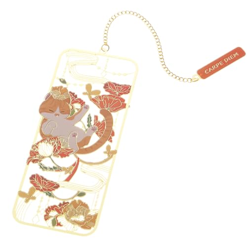 Lesezeichen aus Metall, Lesezeichen, 1 niedliche Metallmarker in Katzenform mit langlebigen Quasten, Lesezeichen für Frauen, Männer, Kinder, Studenten und Lehrer (A) von OPIURVY