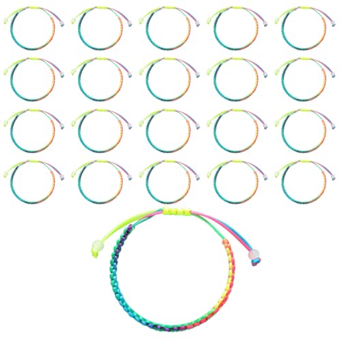 OPIURVY 20 Stück bunte Seilarmbänder Regenbogenarmbänder, Regenbogenarmbänder handgemachte Freundschaftsarmbänder Glücksarmbänder Damen Freundschaftsarmbänder von OPIURVY
