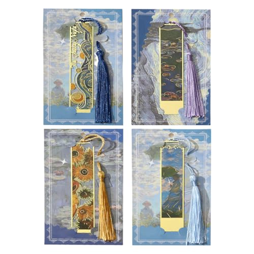 Set aus 4 Lesezeichen Metall mit Weltberühmten Gemälden - Elegante und Langlebige Bookmarks - Perfekt als Spirituelle Geschenke oder Personalisierte Lesezeichen - Ideale Book Marks für Buchliebhaber Set aus 4 Lesezeichen Metall mit Weltberühmten Gemälden - Elegante und Langlebige Bookmarks - Perfekt als Spirituelle Geschenke oder Personalisierte Lesezeichen - Ideale Book Marks für Buchliebhaber von OPIURVY