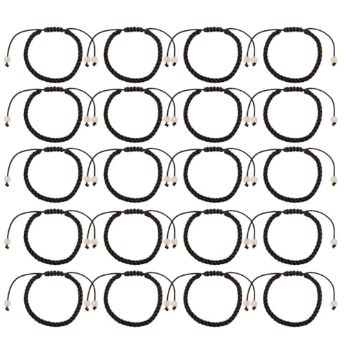 Set mit 20 schwarzen, verstellbaren Freundschaftsarmbändern im Bohemian-Stil mit handgewebtem Design – ein perfektes Geschenk für Kinder und Jugendliche. von OPIURVY