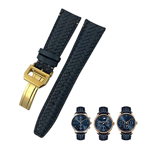 OPKDE 20 mm, 21 mm, 22 mm, Leder-Rindsleder, gewebt, passend für IWC Portugieser Pilot MARK18 Portofino Uhrenarmband, 21 mm, Achat von OPKDE