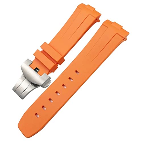 OPKDE Gummi-Uhrenarmband mit gebogenem Ende, 24 mm, passend für Panerai PAM441/1312/00111, Edelstahl-Armband mit Schmetterlingsschnalle, Silikon-Sportarmband, 24 mm, Achat von OPKDE