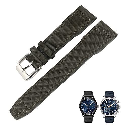 OPKDE Uhrenarmband, 21 mm, 20 mm, Nylon, Kalbsleder, Schwarz / Blau / Grün, passend für IWC IW377714 MARK18 Pilot Stop Gun Lederarmbänder, 20mm black clasp, Achat von OPKDE