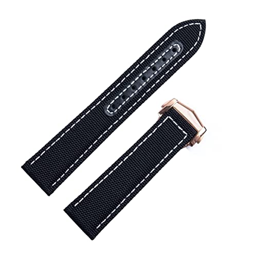 OPKDE Uhrenarmband aus Nylon-Leinen, 20 mm, 22 mm, für Omega Strap Seamaster 300 AT150, Stoffleder, Aqua Terra150, Faltschließe, 20 mm, Achat von OPKDE