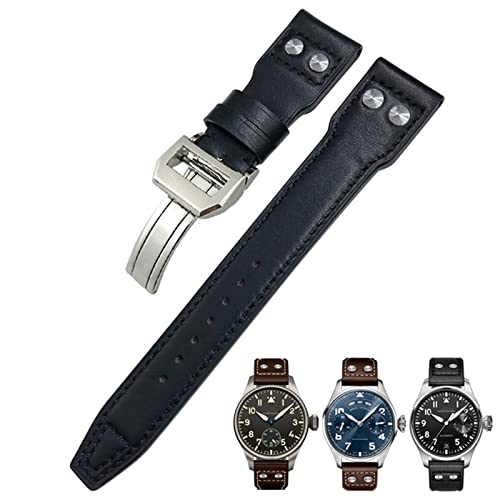 OPKDE Uhrenarmband aus echtem Leder, 20 mm, für IWC Big Pilot Watch Mark 18 Spitfire Top Gun, Hamilton Rindsleder, weiches Uhrenarmband, Rose Buckle, Achat von OPKDE