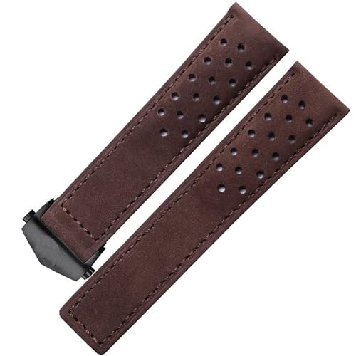 OPKDE Uhrenarmband aus echtem Leder für TAG Heuer Uhrenarmband mit Faltschnalle, 20 mm, 22 mm, Rindslederband, Grau/Schwarz/Braun, 20 mm, Achat von OPKDE