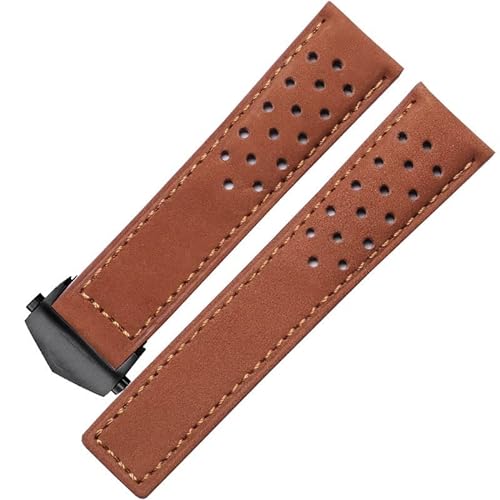 OPKDE Uhrenarmband aus echtem Leder für TAG Heuer Uhrenarmband mit Faltschnalle, 20 mm, 22 mm, Rindslederband, Grau/Schwarz/Braun, 22 mm, Achat von OPKDE