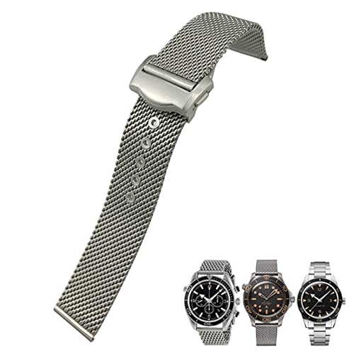 OPKDE Uhrenarmband für Omega 007 Seamster 300, silberfarbenes Metall, gewebt, 316L Edelstahl, 20 mm, 20 mm, Achat von OPKDE