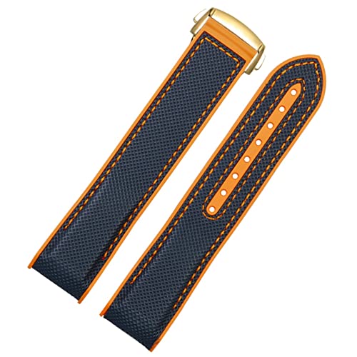 OPKDE Uhrenarmband für Omega Seamaster 300 Ocean Uhrenarmband, Silikon, 20 mm, 22 mm, Schwarz / Blau / Orange, 20 mm, Achat von OPKDE