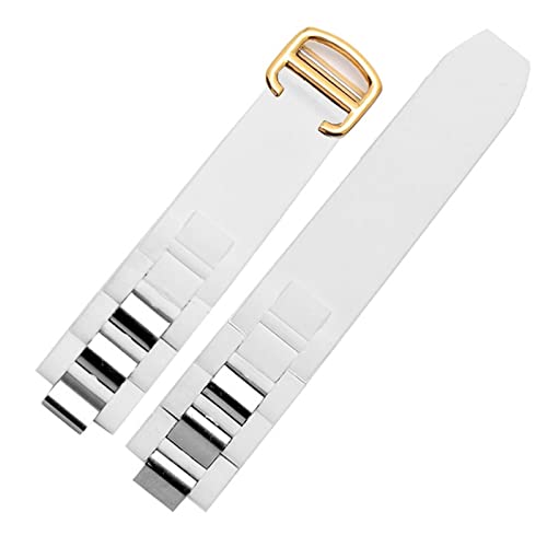 OPKDE Wasserdichtes Armband für Cartier Sports, Gummi-Silikon-Armband mit konvexer schwarz-weißer konvexer 20 x 10 mm Uhrenkette, 20mm-10mm, Achat von OPKDE