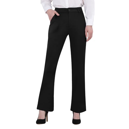 OPLERT Damen Stretchy Straight Leg Arbeitshose Frauen Elastische Taille Gerades Bein Lässige Arbeitshose mit Taschen von OPLERT