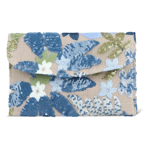 OPLERT Frauen Blumen Clutch Purses Stickerei Pailletten Perlen Abend Tasche für formale Hochzeit Braut Party Prom von OPLERT