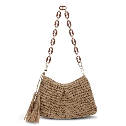 OPLERT Stroh gewebte Umhängetaschen für Frauen Tote Handtaschen Sommer Strand Handtasche von OPLERT