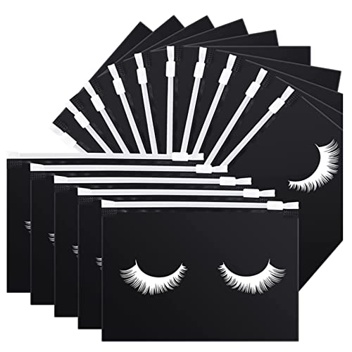 OPLLER 50 StüCk Wimperntaschen Wimperntaschen für die Nachsorge Wimpern Make-Up mit ReißVerschluss für Frauen (Schwarz 7X5) von OPLLER