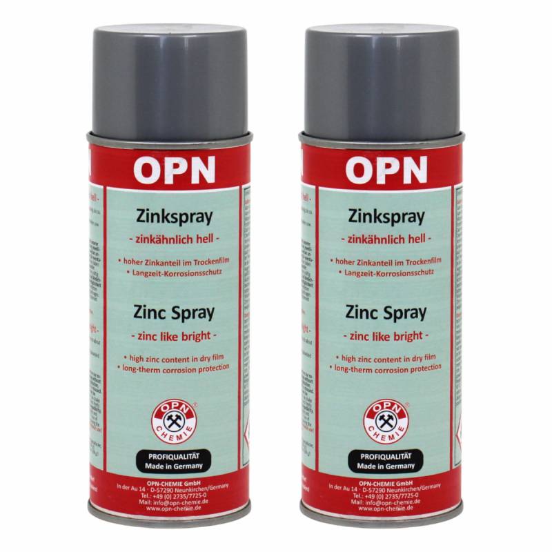 OPN Zinkspray 2 x 400ml Zinkgrau hell Rostschutz Spray Korrosionsschutz Metall OPN Zinkspray 2 x 400ml Zinkgrau hell Rostschutz Spray Korrosionsschutz Metall von OPN